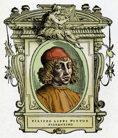 Portrét Filippa Lippiho (1406-1469) florentského malíře. Xylografie z „Života malířů“ od Giorgia Vasariho. od Giorgio Vasari