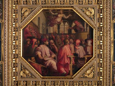 Projev Antonia Giacominiho k válce proti Pise v Sala dei Duecento od Giorgio Vasari