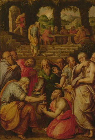 Zázraky proroka Elizea (olej na desce) od Giorgio Vasari