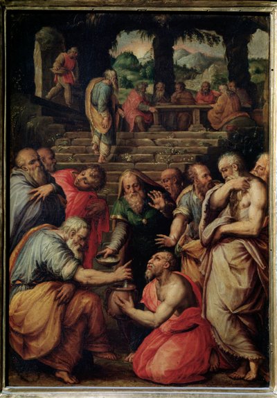 Prorok Elizeus - olej na panelu, kolem roku 1566 od Giorgio Vasari