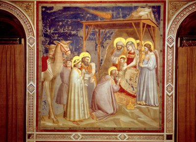 Klanění tří králů, kaple Scrovegni, Padova, kolem 1305 (freska) od Giotto (c.1266-1337)