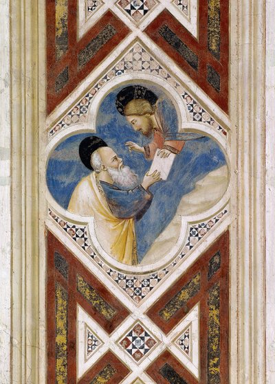 Bůh přikazuje Ezechielovi, aby snědl svitek a poté oznámil jeho obsah lidu Izraele, Detail z fresek, Giotto od Giotto (c.1266-1337)