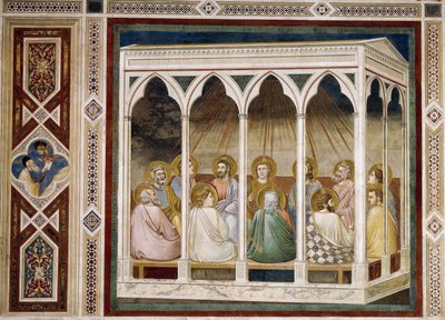 Letnice, Detail ze života a utrpení Krista, Giotto od Giotto (c.1266-1337)