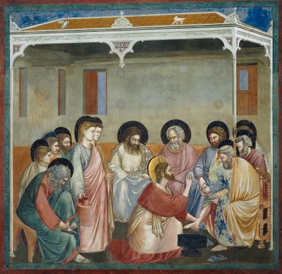 Mytí nohou, detail ze Života a Umučení Krista, Giotto od Giotto (c.1266-1337)