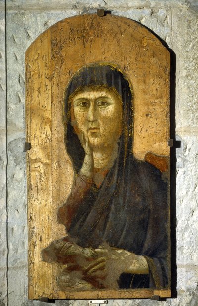 Madonna. Porträt der Jungfrau auf goldenem Hintergrund. Gemälde von Giotto di Bondone (1267? -1337), um 1290. Tempera auf Holz. Größe: 81,5 x 41 cm. Borgo San Lorenzo, Pieve. von Giotto (c.1266-1337)