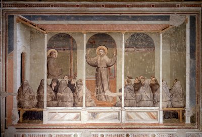 Svatý František se zjevuje kapitule v Arles během predikace svatého Antonína Paduánského (Fresco od Giotto (c.1266-1337)