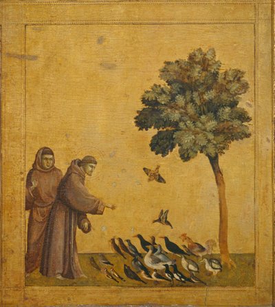 Saint Francois prechant aux oiseaux - Svatý František káže ptákům... od Giotto di Bondone (style of)