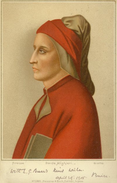 Dante Alighieri (asi 1265-1321), italský básník (chromolit) od Giotto di Bondone