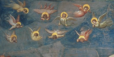 Detail putti z Oplakávání Krista, kolem roku 1305 od Giotto di Bondone