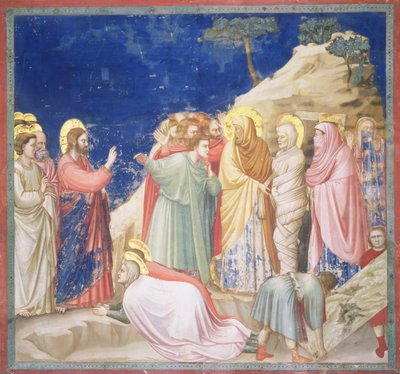 The Raising of Lazarus, c.1305 (před restaurováním) (viz také 192699) od Giotto di Bondone