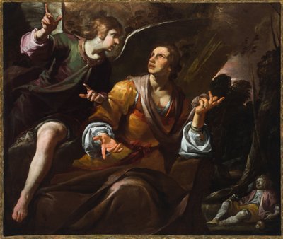 Hagar a anděl, kolem 1640 (olej na plátně) od Giovacchino Assereto
