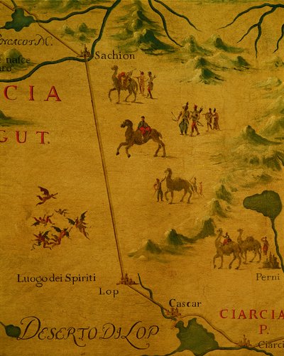 Lopská poušť a domov duchů a strašidel, jak je prošel Marco Polo od Giovan Battista Ramusio