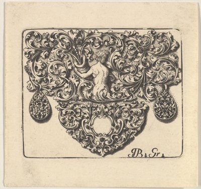 Zlatnický ornament s mladým mužem držícím roh hojnosti, 1709. od Giovani Battista Grondoni