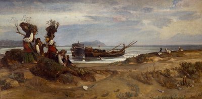 Ženy nesoucí dřevo v přístavu Anzio od Giovanni Costa