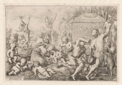 Bacchanal se setkal s altaarem, faun en Silenus od Giovanni Andrea Podesta