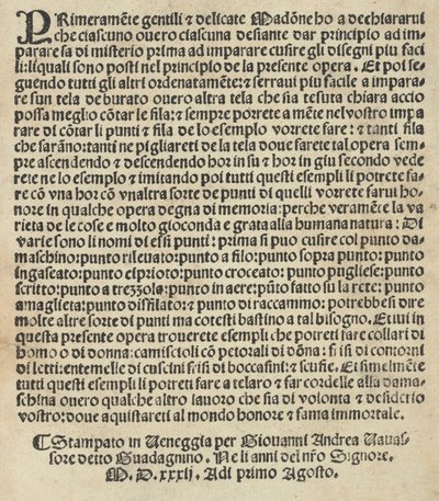 Vzor od Lauoriho ..., strana 14 verso, 1. srpna 1532 od Giovanni Andrea Vavassore