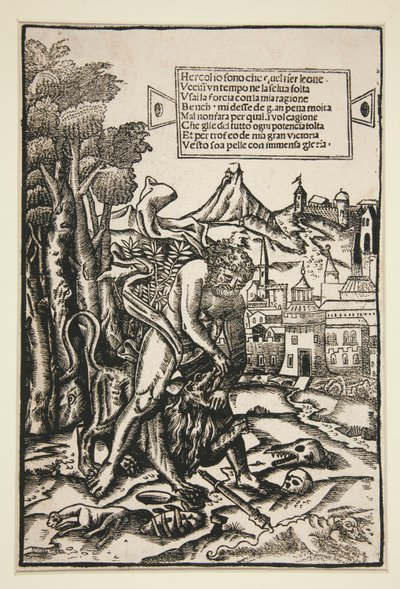 Herkules a Nemejský lev od Giovanni Andrea Vavassore