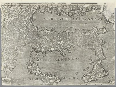 Mapa Itálie od Giovanni Andrea Vavassore