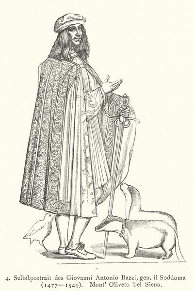 Autoportrét italského renesančního umělce Il Sodoma (Giovanni Antonio Bazzi) (rytina) od Giovanni Antonio Bazzi (after) Sodoma