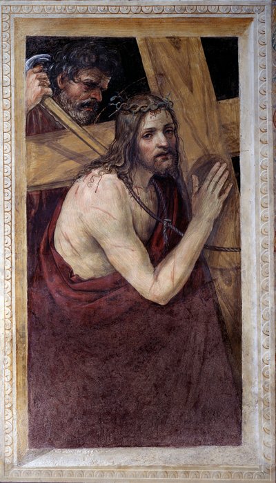 Ježíš nese svůj kříž (Freska od Giovanni Antonio Bazzi Sodoma