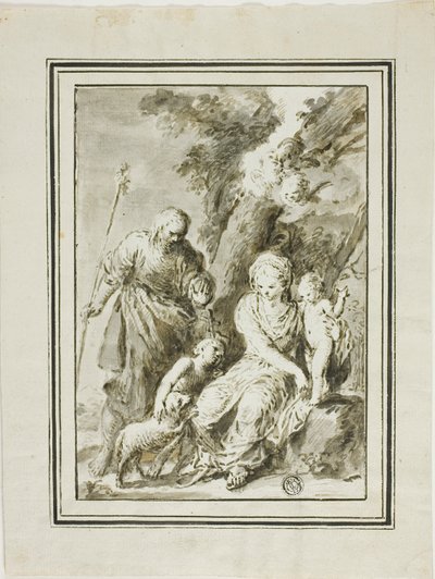 Svatá rodina a svatý Jan Křtitel od Giovanni Antonio Burrini