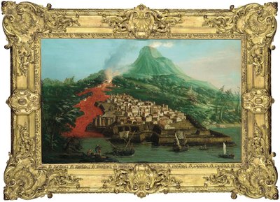 Sopečný ostrov s přístavem a lodní dopravou od Giovanni Antonio Canal