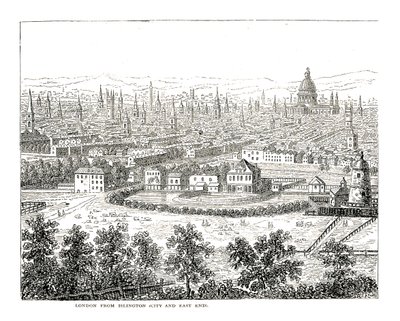 Londýn z Islington City a East End. Z pohledu Canalettiho, publikoval 1753 od Giovanni Antonio Canal