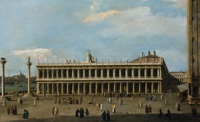 Knihovna a Piazzetta, Benátky, z Dóžecího paláce, od Giovanni Antonio Canal