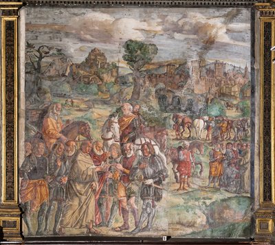 Svatý Antonín čelí tyranovi Ezzelino ve Veroně, škola svatého od Giovanni Antonio Corona