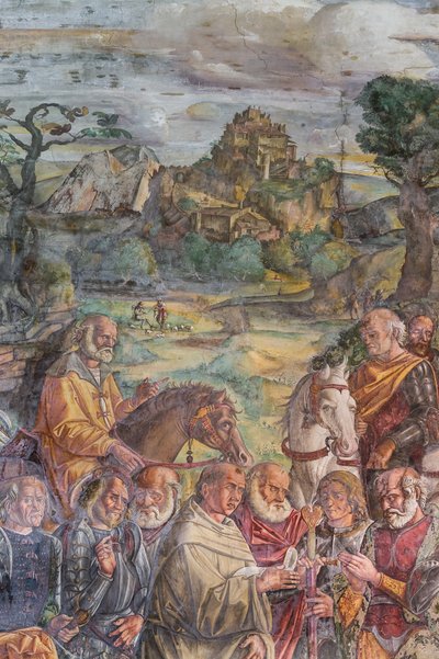 Svatý Antonín čelí tyranovi Ezzelino ve Veroně, detail školy svatého, detail 2196790 od Giovanni Antonio Corona