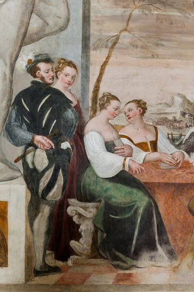 Karetní hra, Main Hall, c.1570 (freska) od Giovanni Antonio Fasolo