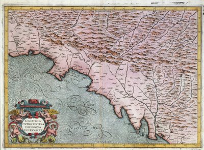 Mapa regionu východní Ligurie, Giovanni Antonio Magini, Bologna, mědirytina od Giovanni Antonio Magini
