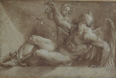 Alegorie času (kresba) od Giovanni Antonio Pordenone