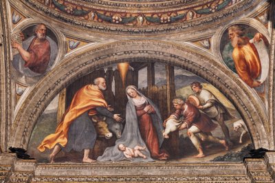 Luneta znázorňující Klanění pastýřů od Giovanni Antonio Pordenone