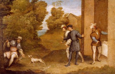 Sv. Roch krmený psem, přihrádka oltářního obrazu sv. Gottharda od Giovanni Antonio Pordenone