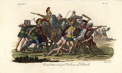 Řekové a Trojané bojují o nahou mrtvolu Patrokla u Tróje od Giovanni Antonio Sasso