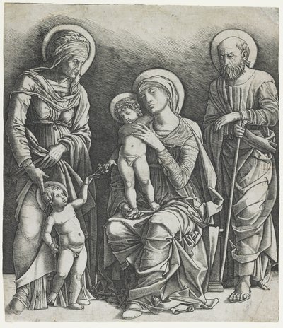 Svatá rodina se svatým Janem, kolem 1495-1505 (rytina) od Giovanni Antonio da Brescia