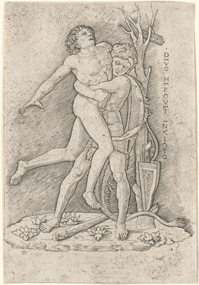 Herkules a Antaeus od Giovanni Antonio da Brescia, after Andrea Mantegna