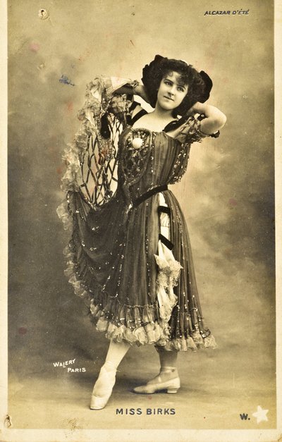 Pohlednice: Summer Alcazar - Portrét slečny Birksové, Music Hall Artist od Phillipe de Marlier