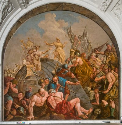 Mírová jednání mezi Claudius Civilis a Quintus Petillis Cerialis od Giovanni Antonio de Groot