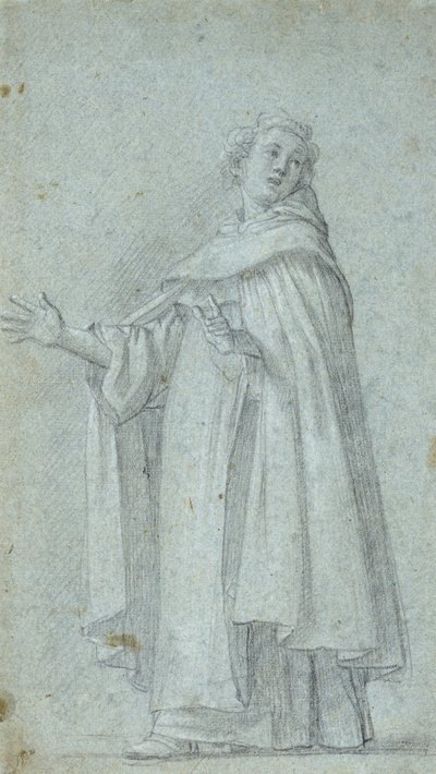 Studie stálého dominikána, c. 1595 (černá křída, zvýrazněna bílou, na modrém položeném papíře) od Giovanni Baglione
