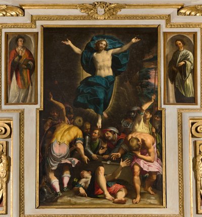 Kaple Panny Marie lidu, druhé rozpětí jižní strana, Giovan Battista Trotti zvaný Malosso, Vzkříšení 1594 od Giovanni Battista Trotti