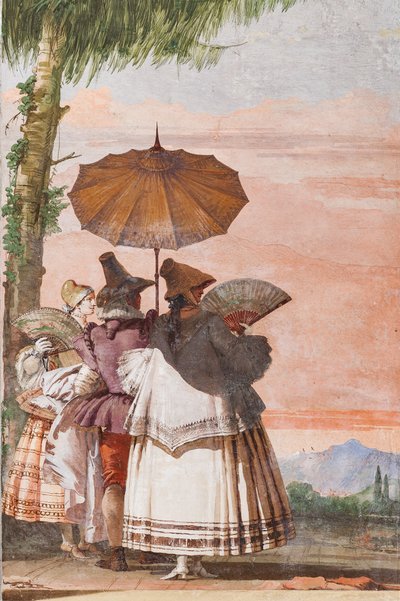 Gästeunterkunft, Raum der falschen gotischen Architekturen: Ein Sommerausflug von Giovanni-Battista Tiepolo