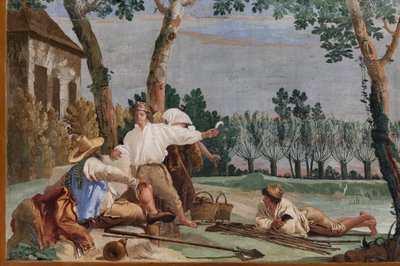 Ubytování pro hosty, Pokoj venkovských scén: "Sedlákův odpočinek", detail od Giovanni Battista Tiepolo