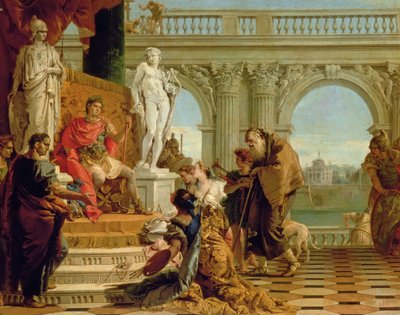 Maecenas představuje svobodná umění císaři Augustovi (63 př. n. l.-14 n. l.) kolem roku 1745 (olej na plátně) od Giovanni Battista Tiepolo