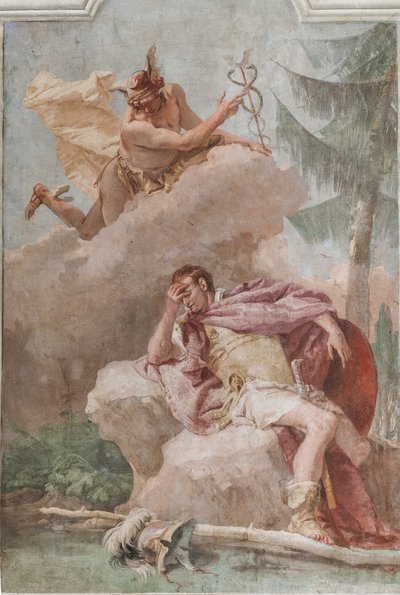 Palazzina (Malá budova), třetí místnost nebo místnost Aeneid: „Aeneas sní o Merkurovi, který mu nařídí odejít“ od Giovanni Battista Tiepolo