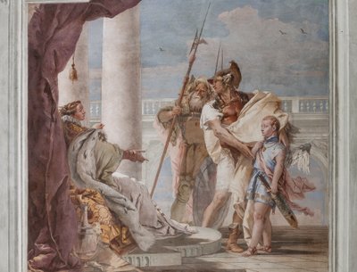 Palazzina (Malá budova), třetí místnost nebo místnost Aeneid: „Aeneas představuje Eros Didone v podobě Ascanius“ od Giovanni-Battista Tiepolo