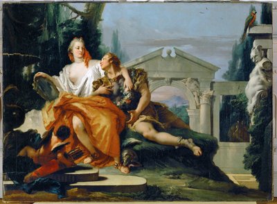 Rinaldo okouzlen Armidou. Z díla Torquata Tassa (malba na plátně) od Giovanni Battista (1696-1770) Tiepolo