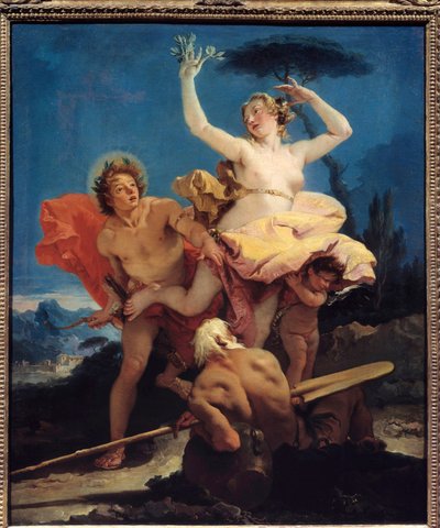 Obraz Apollo a Daphne od Giovanniho Tiepola (1696-1770) Slunce 18. století. 0,96 x 0,79 m od Giovanni Battista Tiepolo