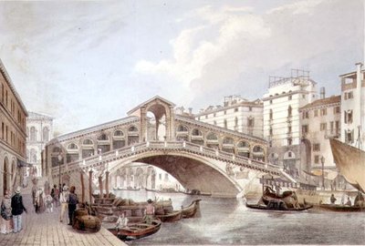 Ponte di Rialto, Benátky, rytý Lefevre (litho) od Giovanni Battista (after) Cecchini